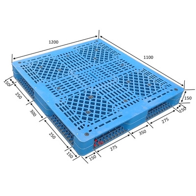 El doble de cuatro terminales de la entrada del HDPE grande echa a un lado reversible apilable de la plataforma plástica euro